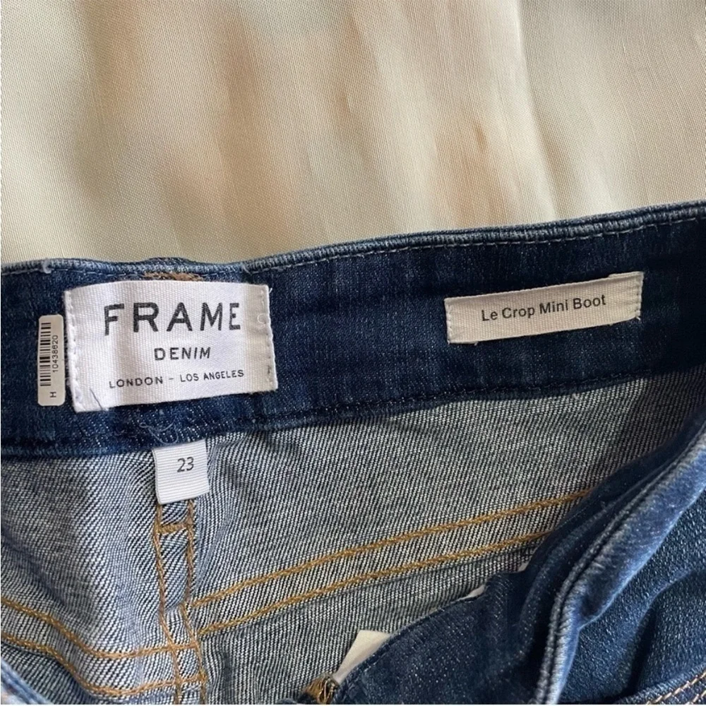 Frame Denim - Dark Wash Two Toned Le Crop Mini Boot Cut Jeans Size - Picture 7 of 7